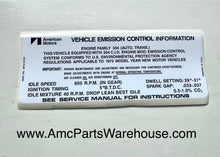 Load image into Gallery viewer, 1972 AMC 304 V8 ENGINE EMISSIONS DECAL AUTO