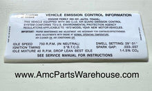 Load image into Gallery viewer, 1972 AMC 360 V8 ENGINE EMISSIONS DECAL AUTO