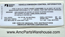 Load image into Gallery viewer, 1971 AMC 360 V8 ENGINE EMISSIONS DECAL AUTO
