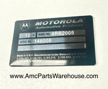 Load image into Gallery viewer, AMC Motorola voltage regulator reproduction tag. 8R series 1971-75.