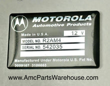 Load image into Gallery viewer, AMC Motorola voltage regulator reproduction tag. R2AM4 1969-70