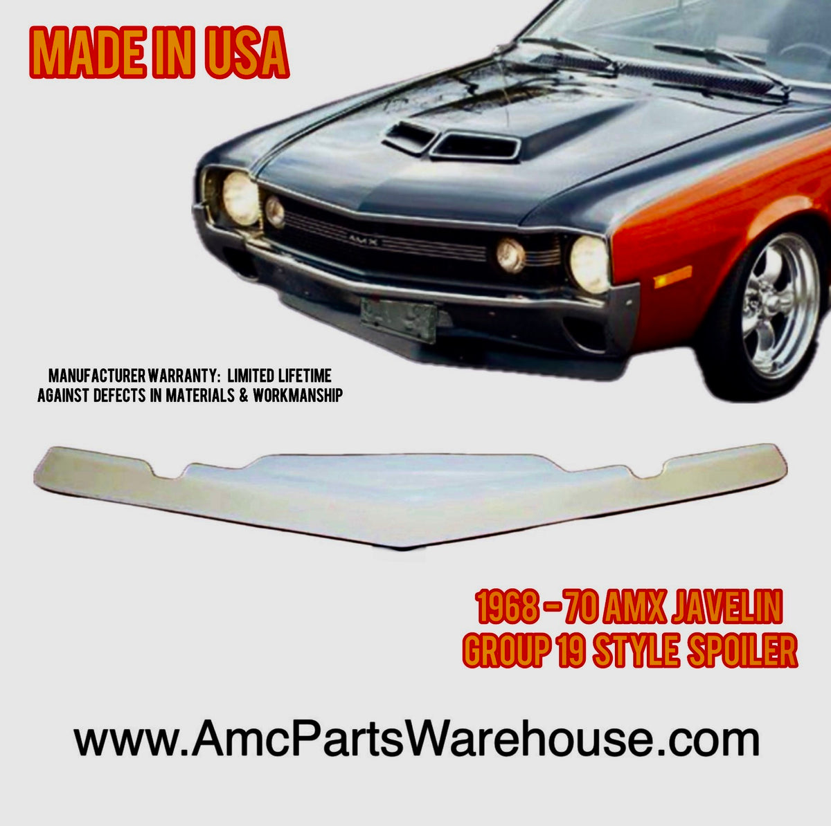 1968-70 AMC AMX, Javelin Fiberglass Front Spoiler – AMC Parts