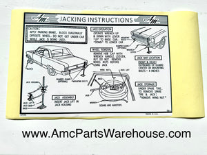 1969 AMC RAMBLER TRUNK JACK INSTRUCTIONS DECAL