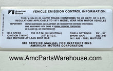 Load image into Gallery viewer, 1971 AMC 304 V8 ENGINE EMISSIONS DECAL AUTO
