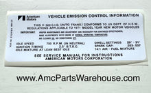Load image into Gallery viewer, 1971 AMC 360 V8 ENGINE EMISSIONS DECAL AUTO
