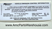 Load image into Gallery viewer, 1971 AMC 360 V8 ENGINE EMISSIONS DECAL AUTO
