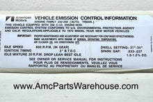 Load image into Gallery viewer, 1973 AMC 258 ENGINE EMISSIONS DECAL AUTO
