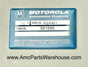 AMC Motorola voltage regulator reproduction tag. R2AM1 1966-68