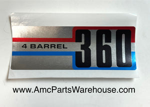 AMC, JEEP Air Cleaner Decal, 360 4-Barrel