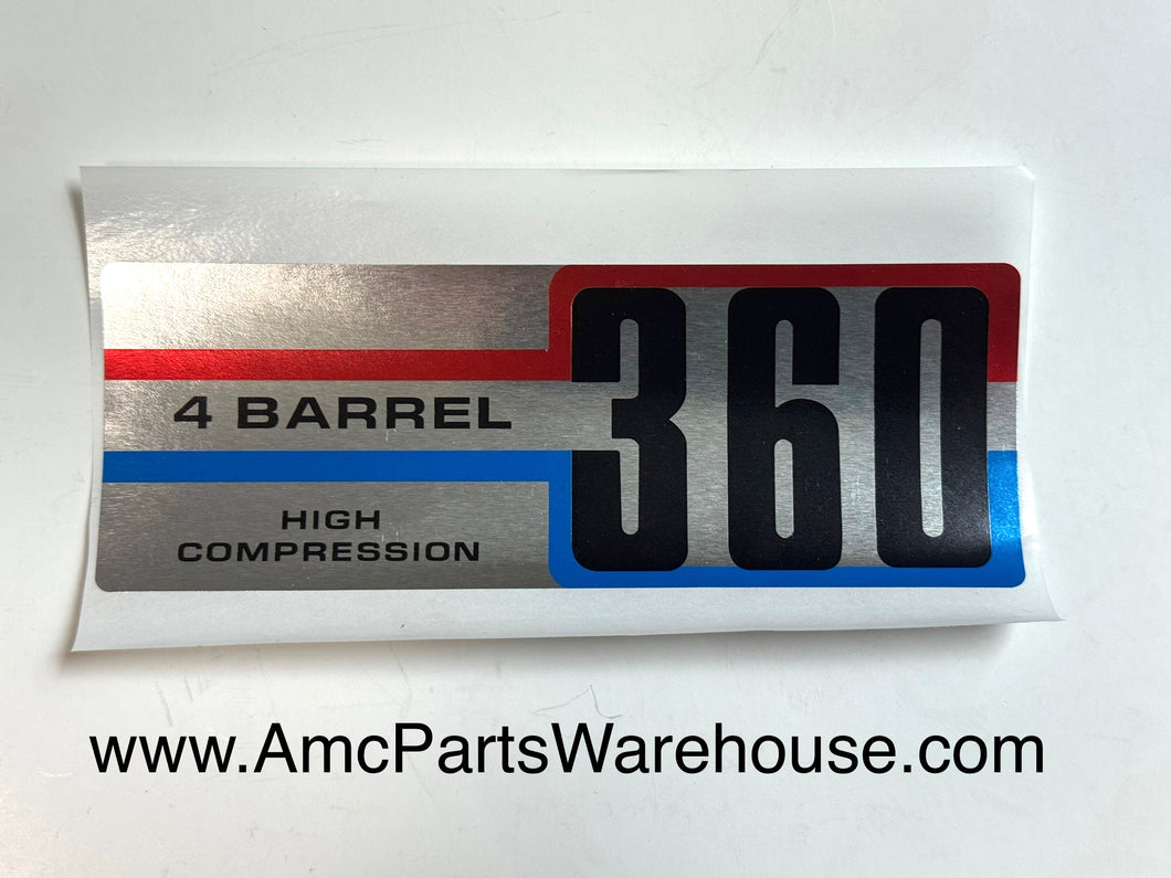 AMC, JEEP Air Cleaner Decal, 360 4-Barrel High Compression