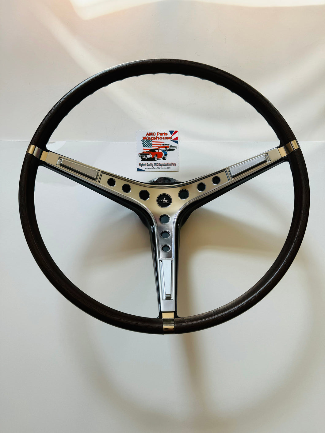 AMC Steering Wheel Woodgrain With Center Horn Trim 1968-1969 AMX, Javelin, SC/Rambler