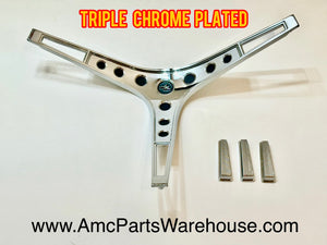 67-69 AMC Steering wheel center insert. Chrome Plated.